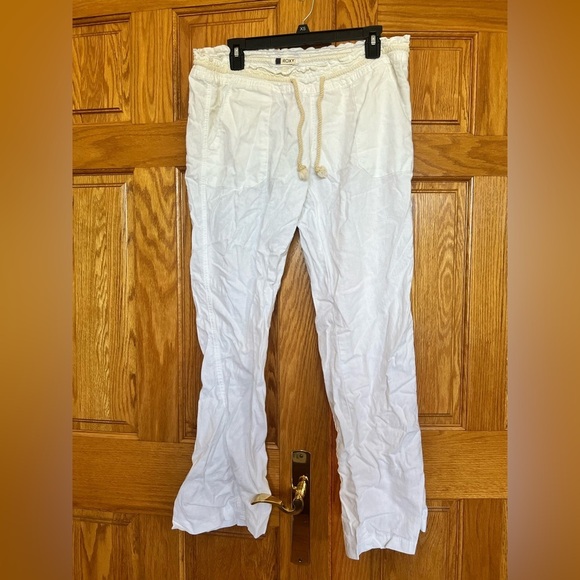 Roxy - Linen & Viscose Oceanside & Drawstring Flared Pants - Picture 1 of 7